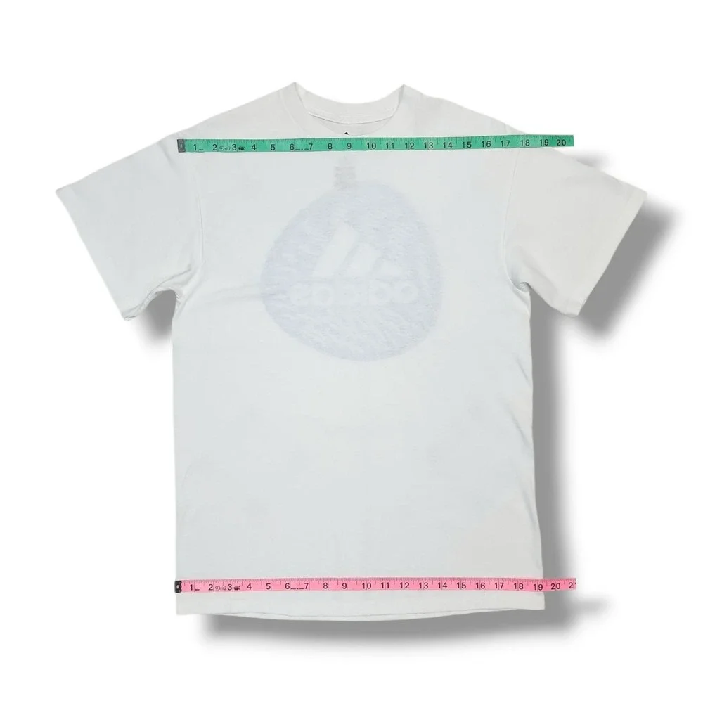Adidas Plain Front Blue Back Graphic Print White T-Shirt Men's Small‎